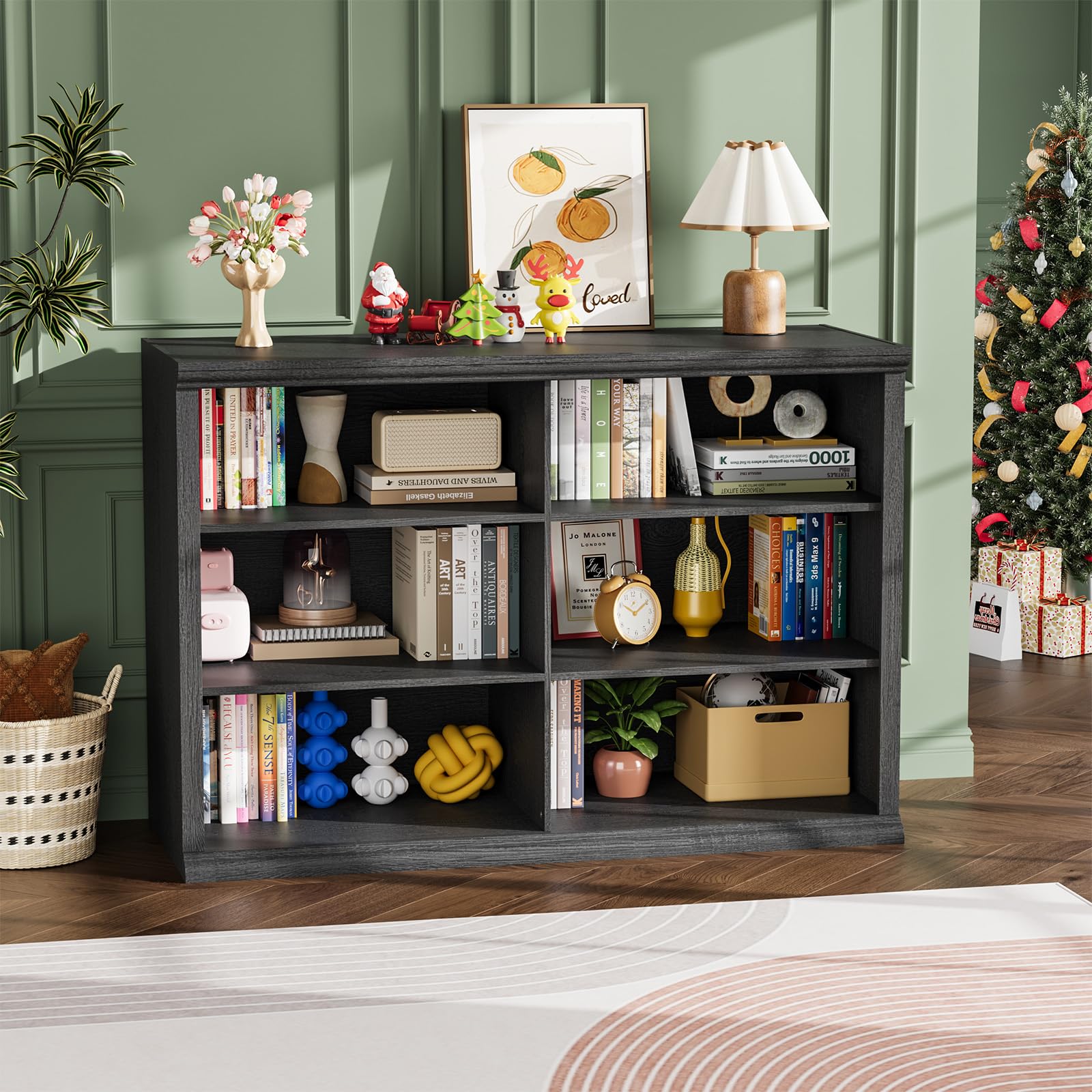3-Tier Bookcase, 47" Wide Open Bookshelf
