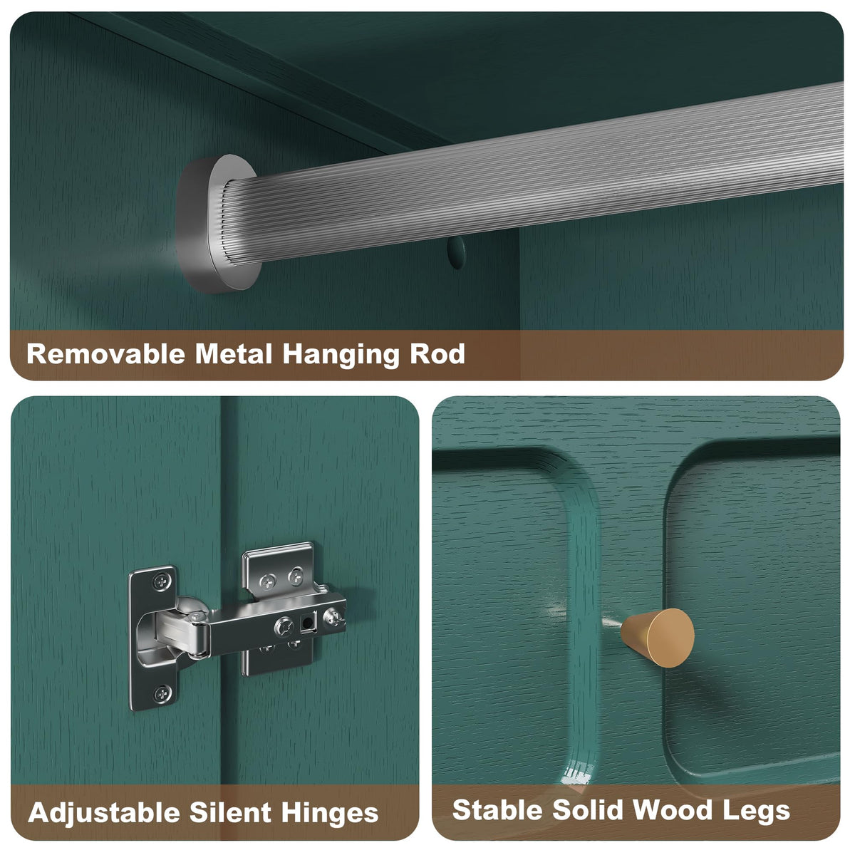 Green Wardrobe with Drawers