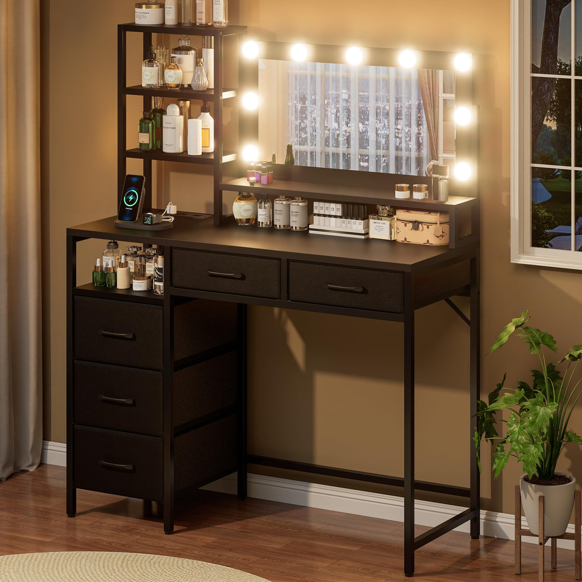 Lighted Vanity Desk with Storage