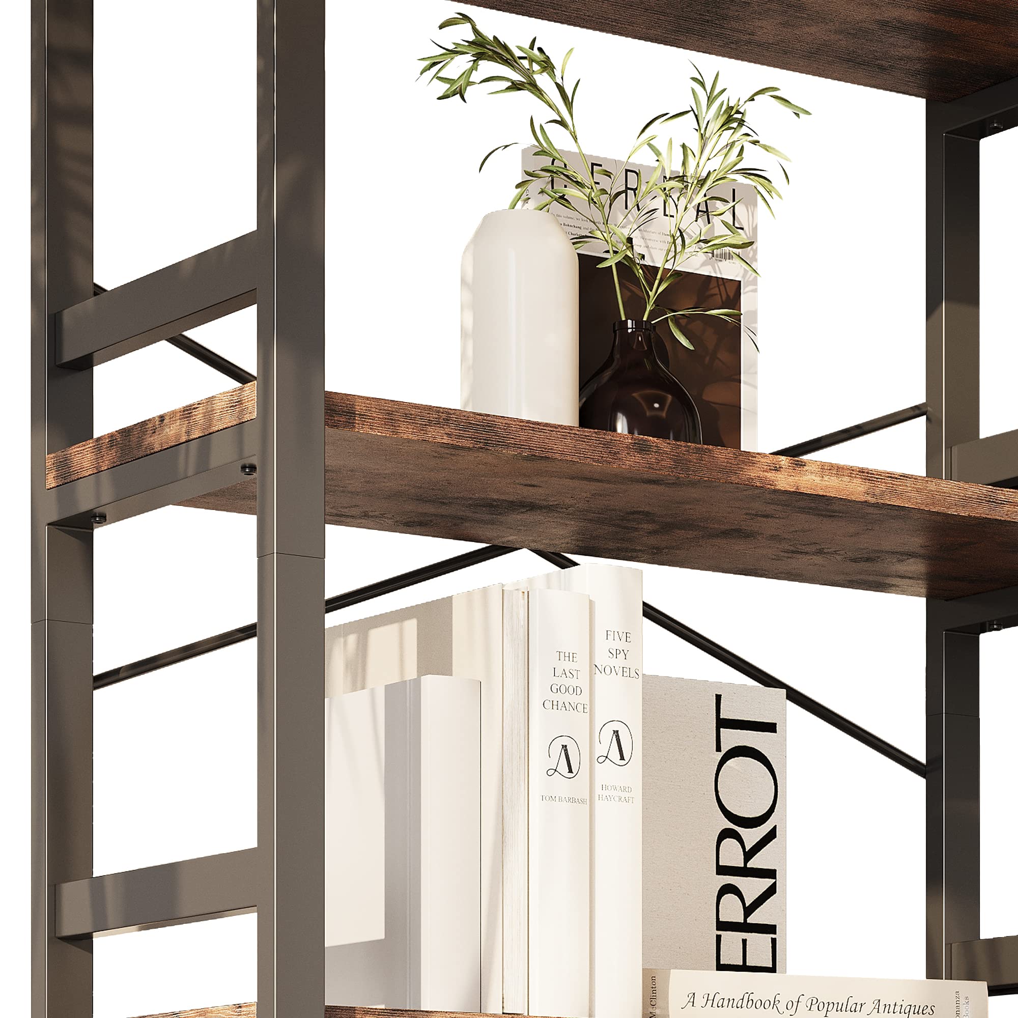 5-Tier Ladder Bookshelf, 31.5" Wide, Industrial Style