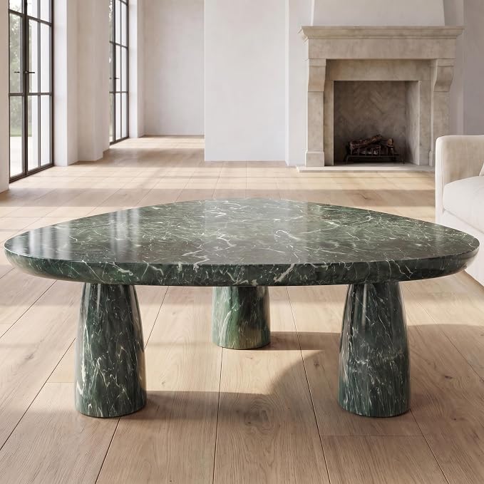 Triangular Marble-Look Coffee Table
