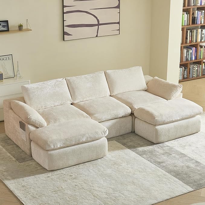 Modular U-Shaped Cloud Sectional Sofa with Ottoman