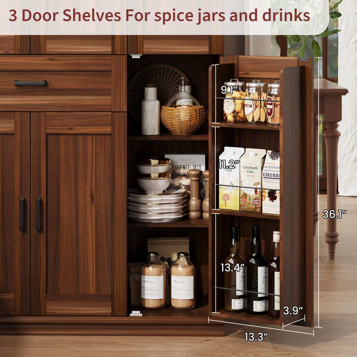 Garvee 70" Tall Kitchen Pantry Storage Cabinet,Modern Kitchen Hutch Cabinet