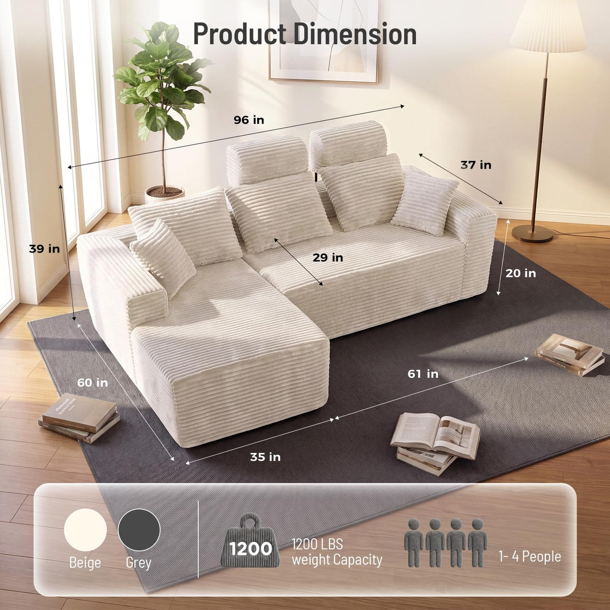 Corduroy Modular Sectional Sofa