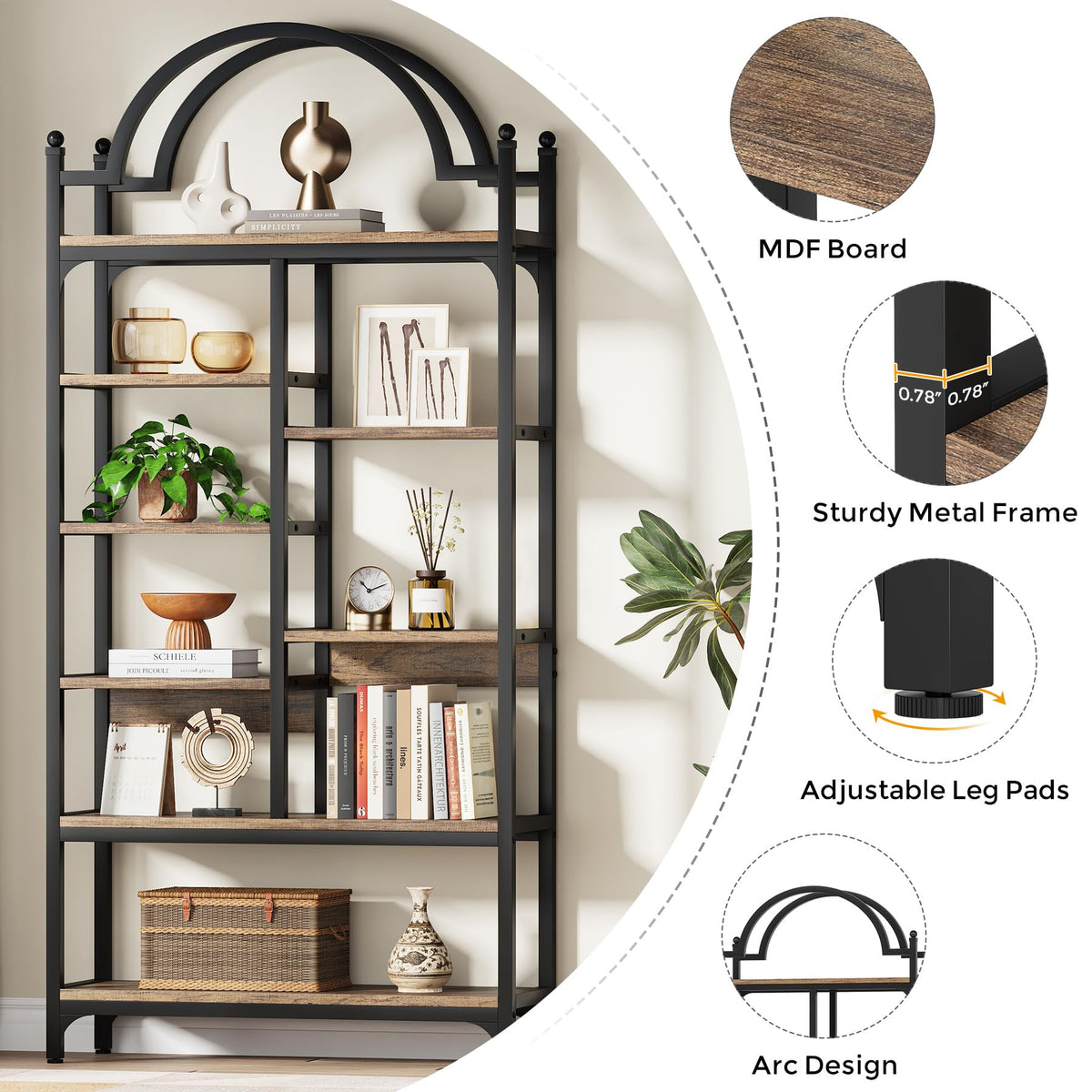 Arched Industrial Bookshelf