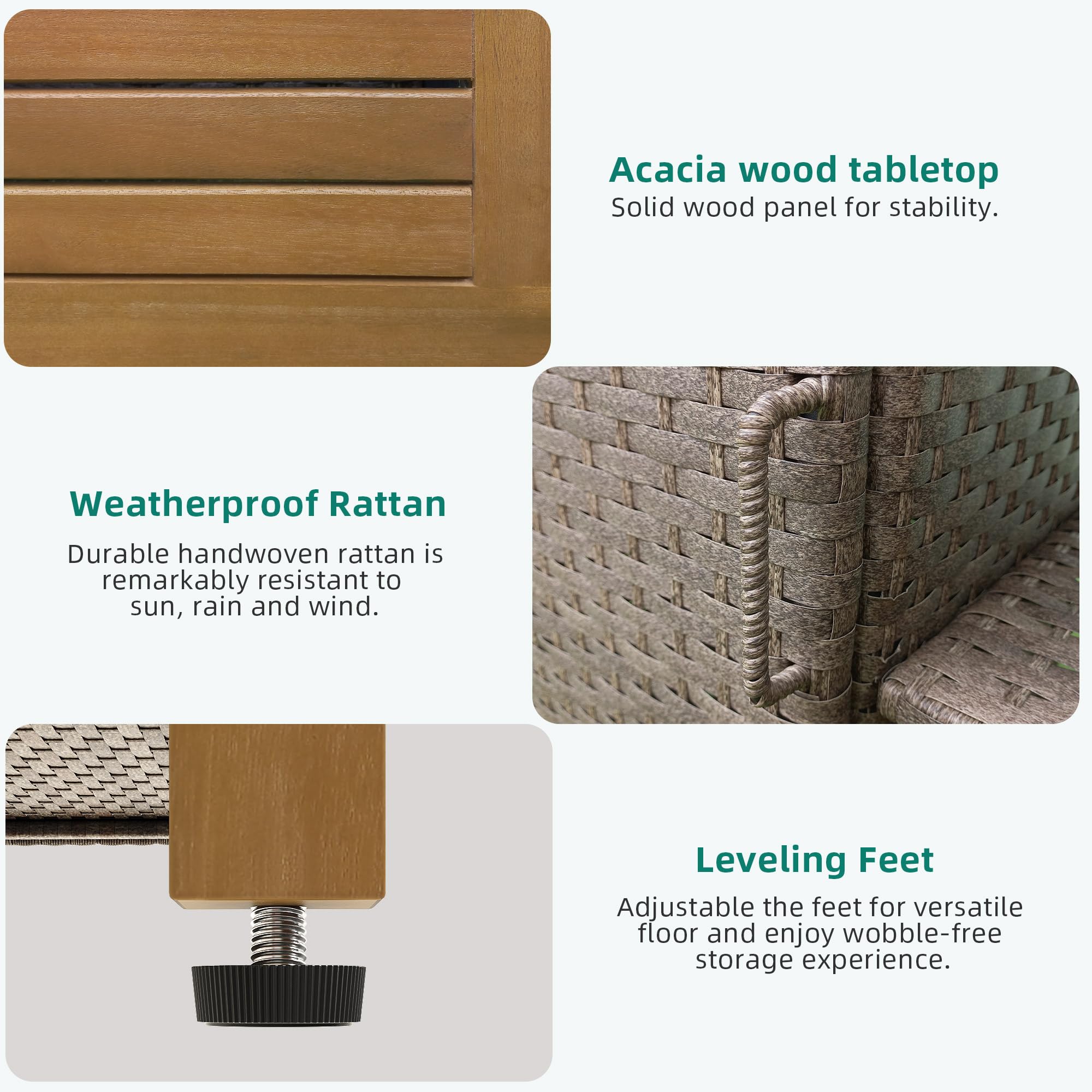 Outdoor Wicker Storage Cabinet with Adjustable Shelves