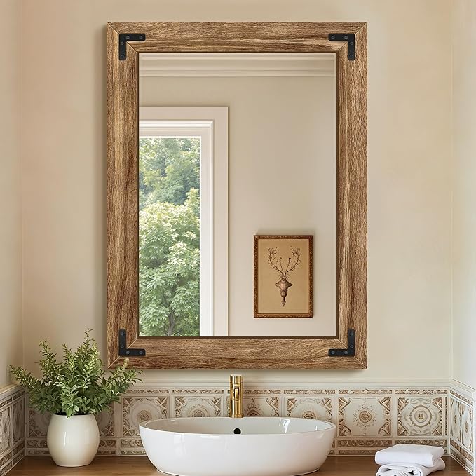 Rustic Farmhouse Wall & Floor Mirror – Solid Wood Frame