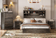 Queen Size Bedroom Set with USB Charging & Storage Headboard