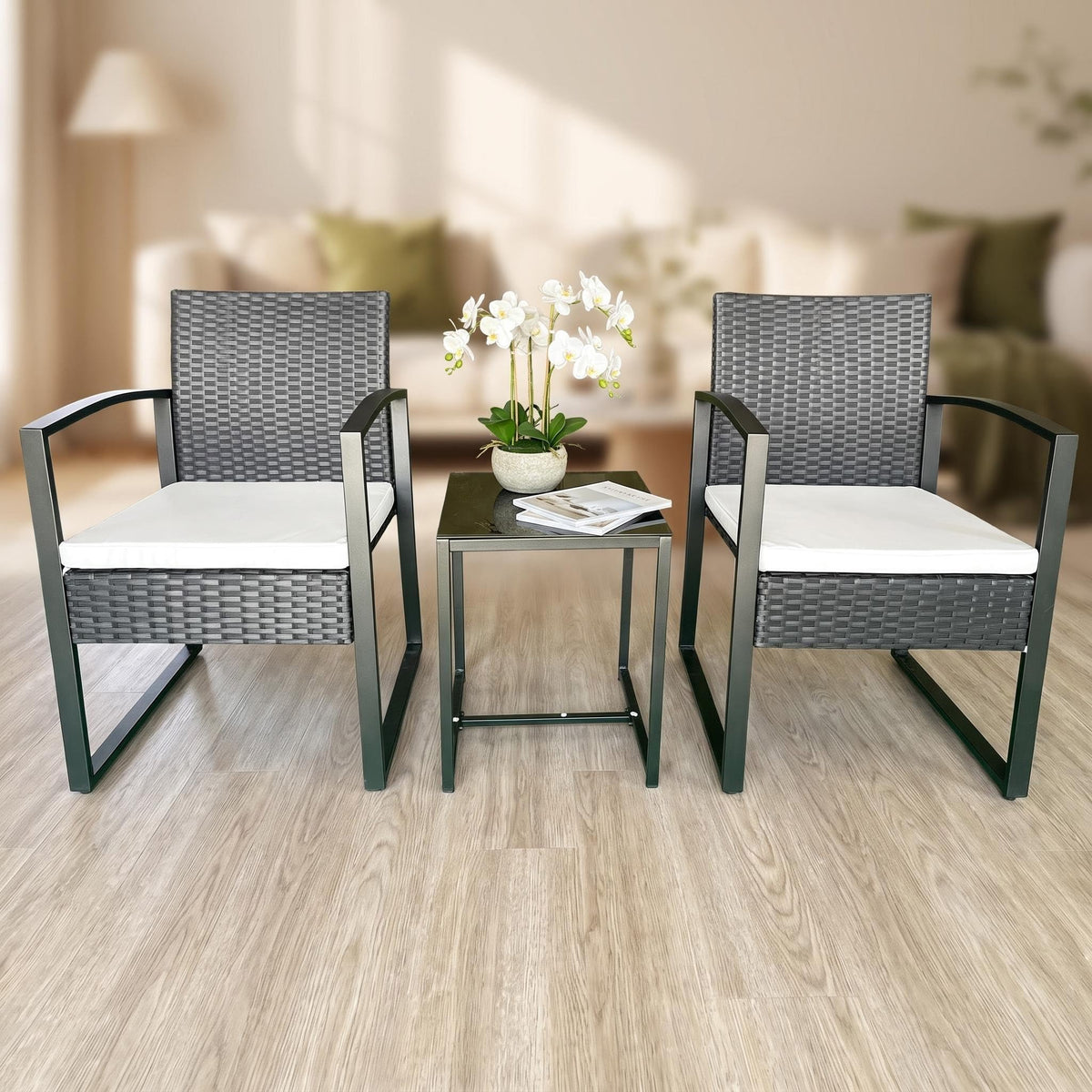 3-Piece Rattan Patio Bistro Set