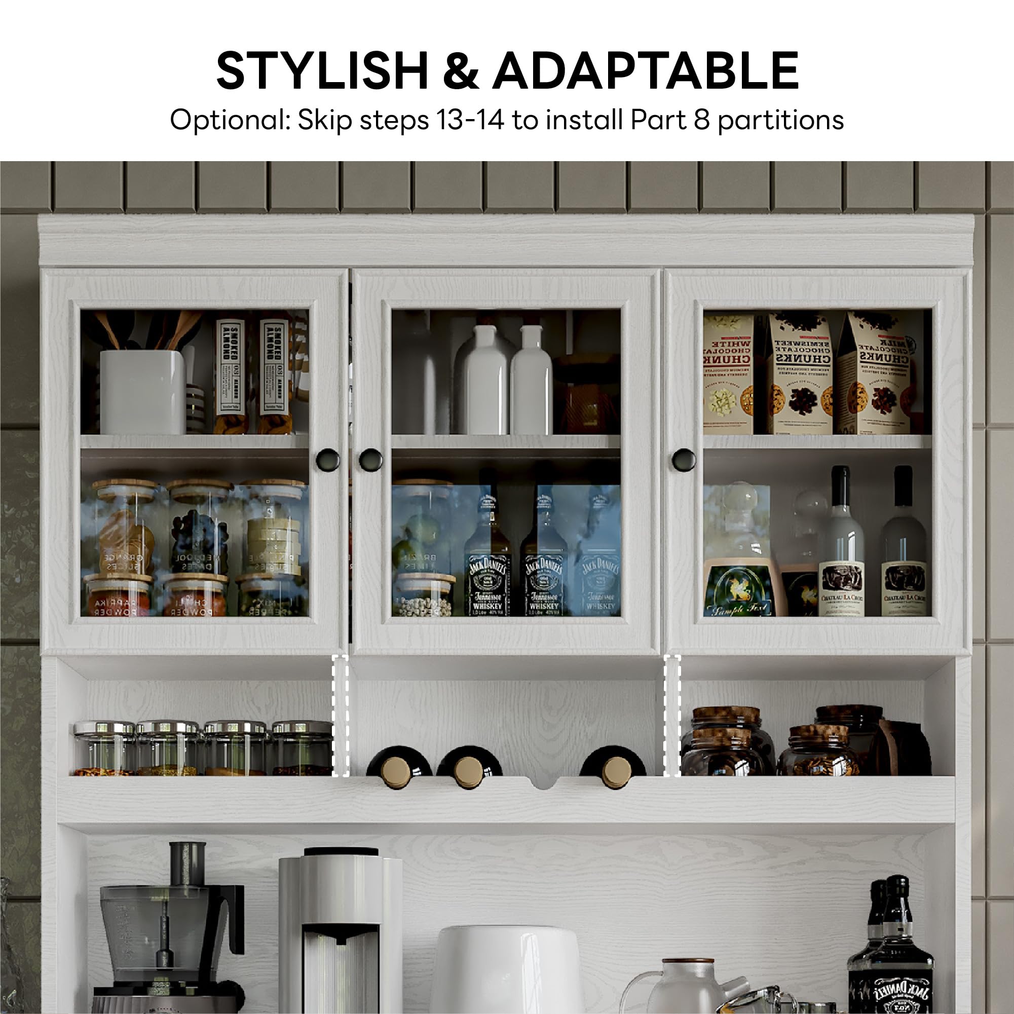 China Cabinet with Glass Doors & Microwave Stand