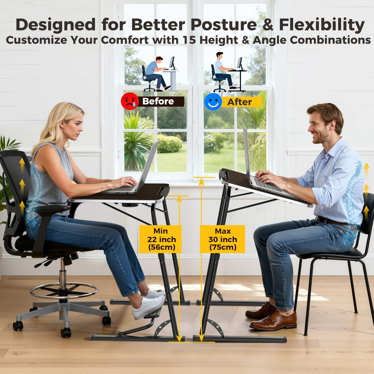 Adjustable Folding TV Tray Table