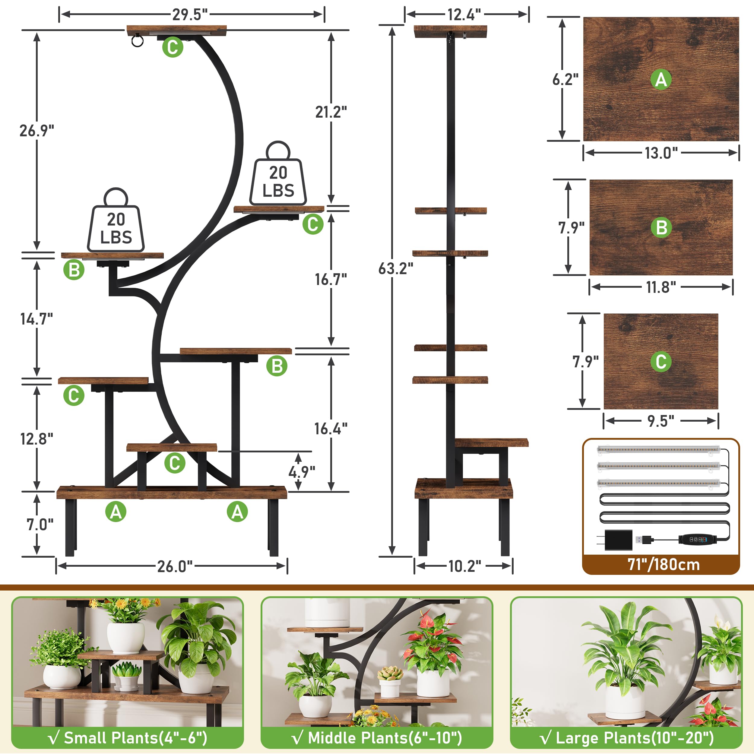 7-Tier Plant Stand with Grow Lights