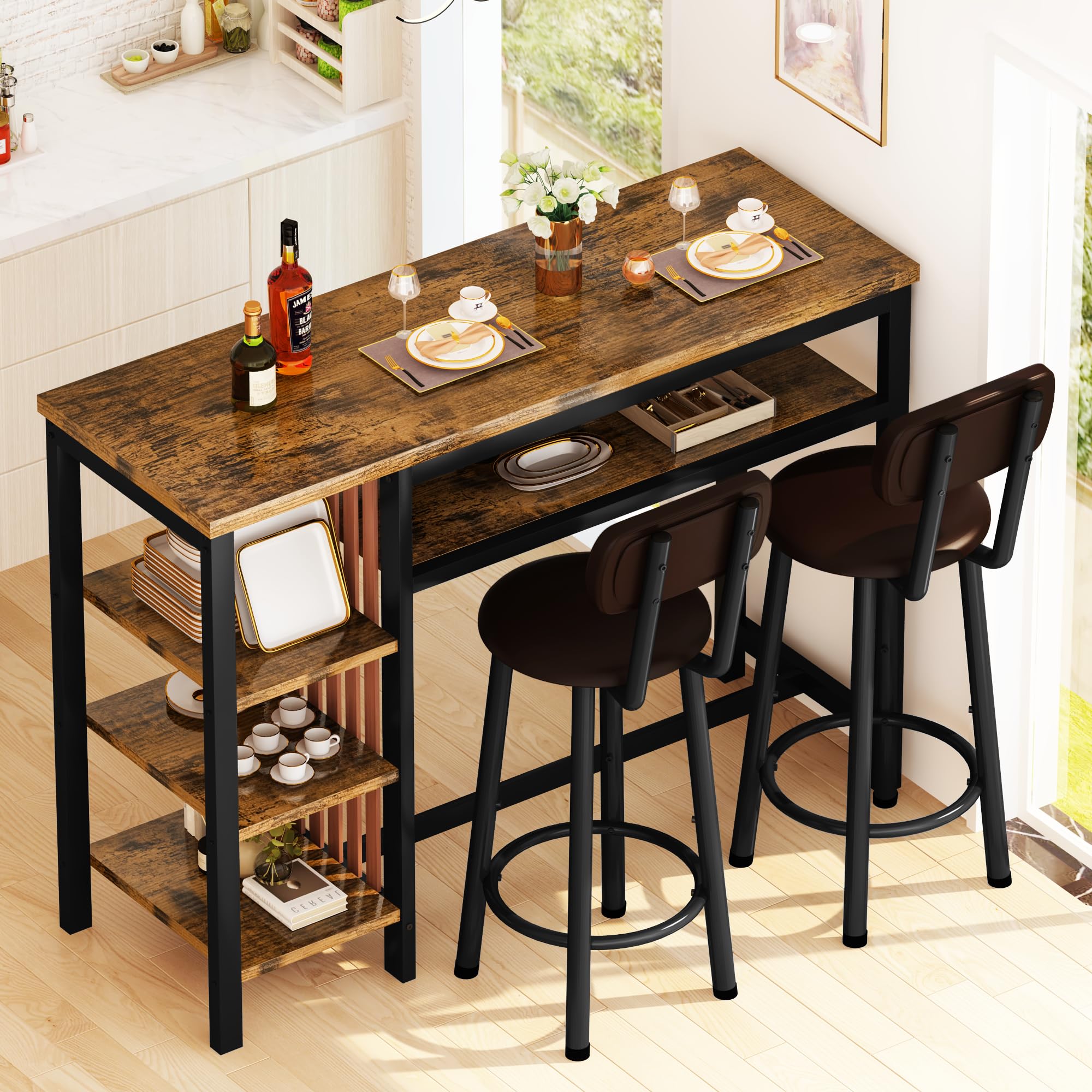 3-Piece Bar Table and Stools Set