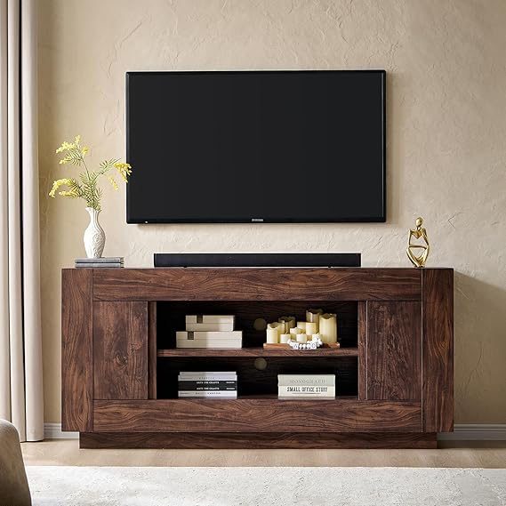 70" TV Stand with Open Storage & Side Cabinets