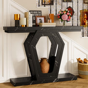 Black Marble-Look Console Table