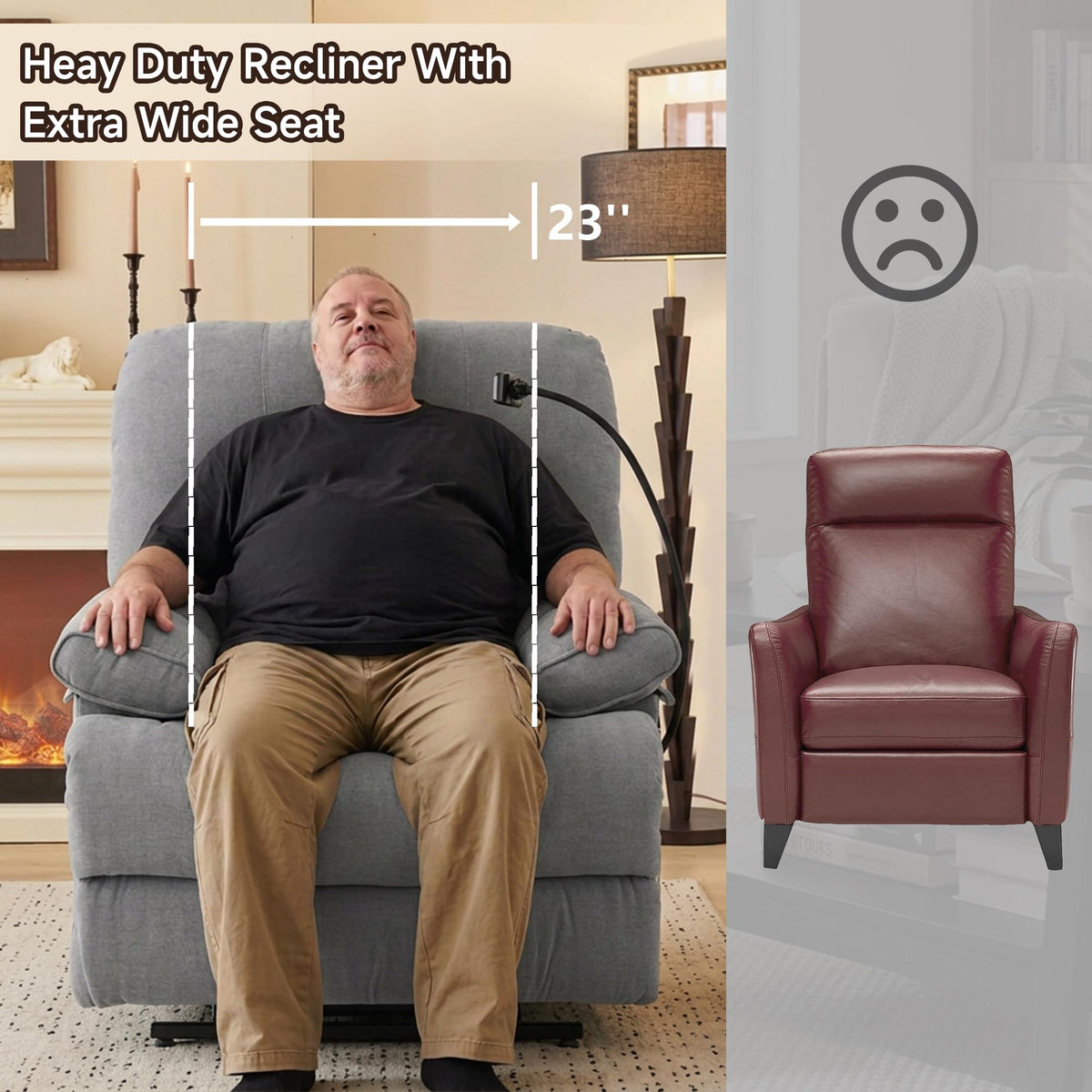 Oversized Chenille Manual Recliner