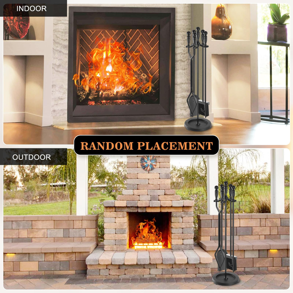 Round-Base Fireplace Tool Set