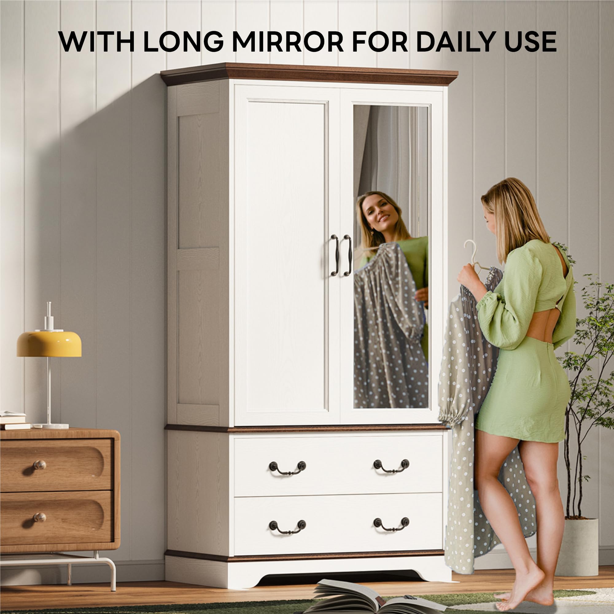 Armoire Wardrobe Closet with Mirror