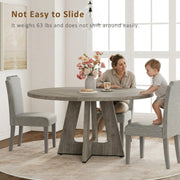 Garvee 47" Round Dining Table for 4 to 6, Farmhouse Kitchen Table with Cross Pedestal Base, 63 Lbs Circle Dinner Table, Not Easy to Slide - Grey (No Chairs)