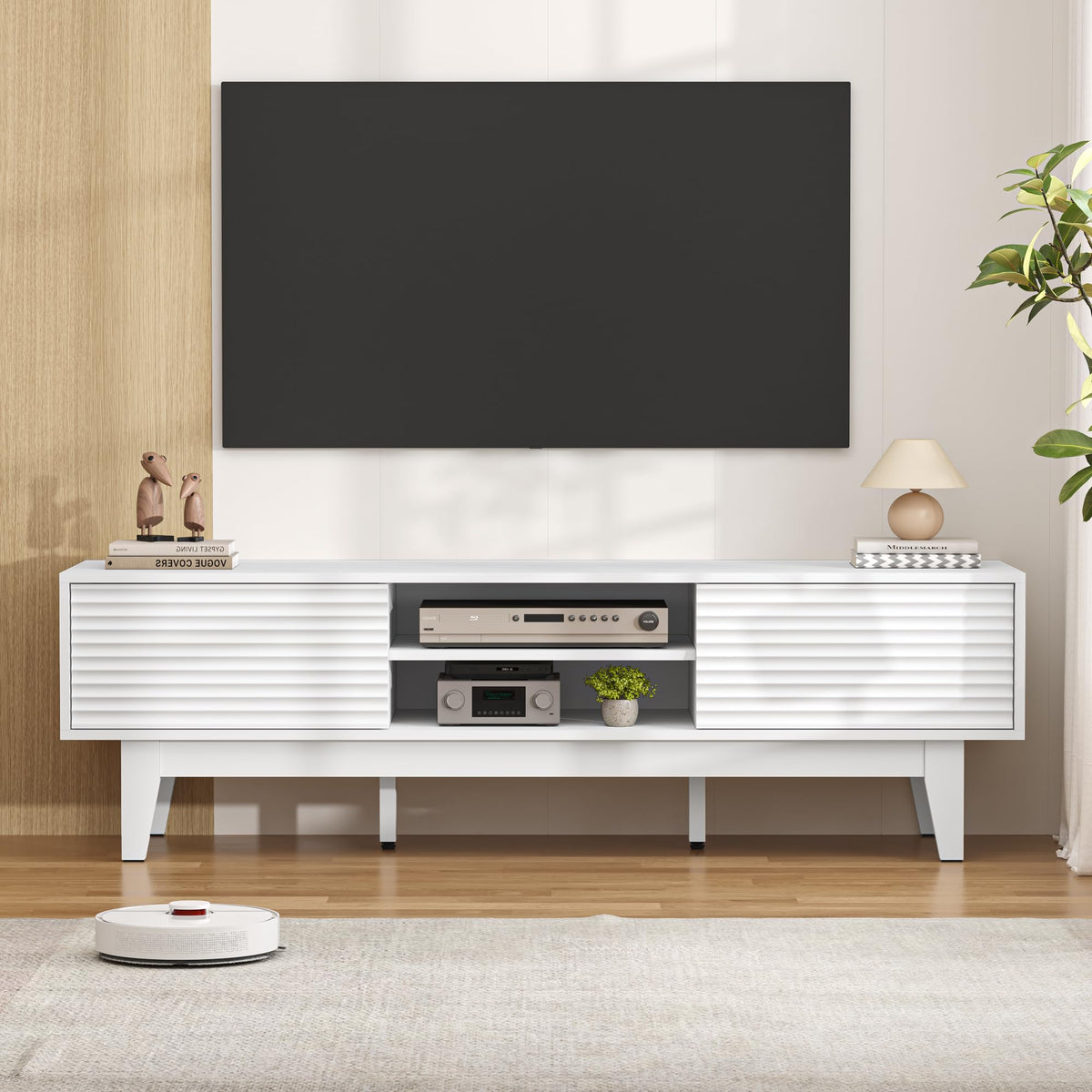 White Fluted TV Stand