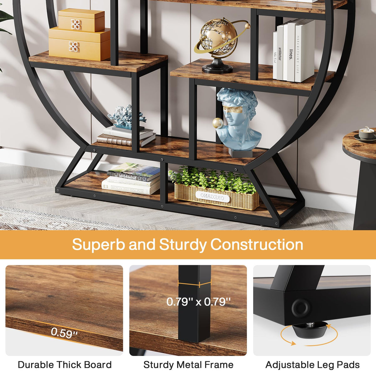63-Inch Round Etagere Bookshelf