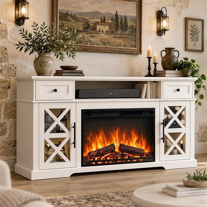 Farmhouse Fireplace TV Stand