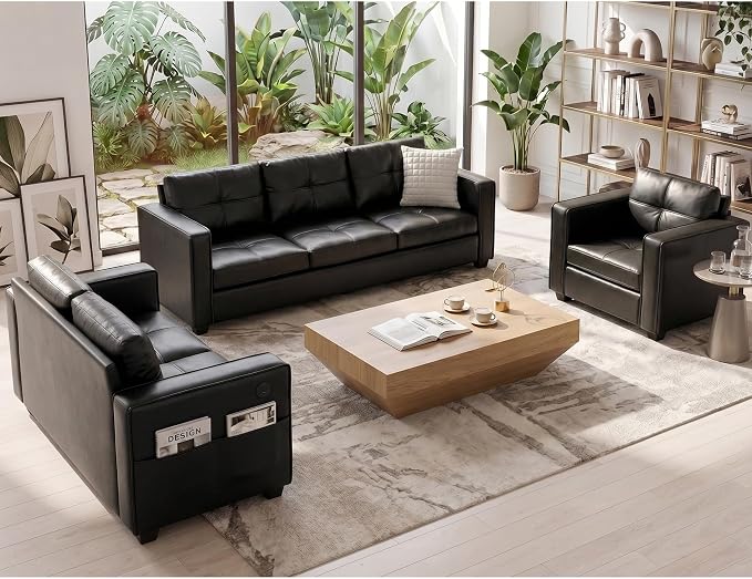 Faux Leather Sofa Set