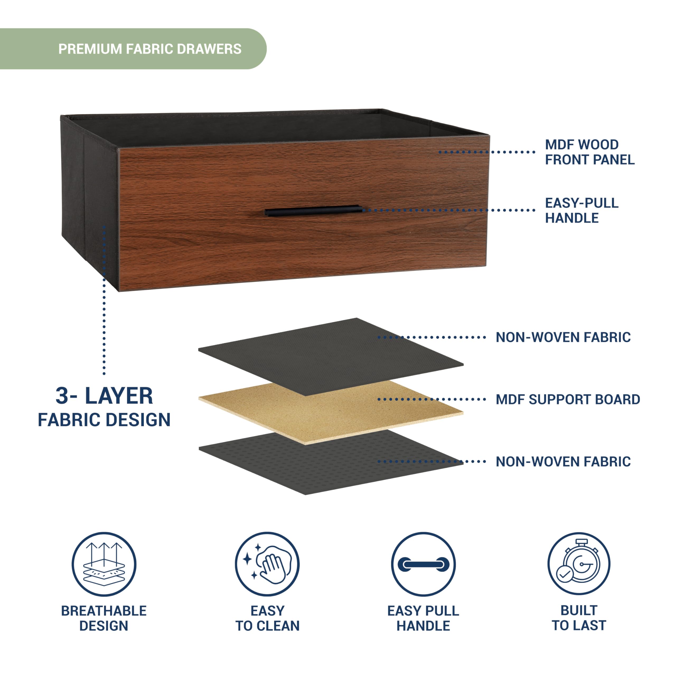 Modern 6-Drawer Dresser with Spacious Storage, Sturdy Wood Frame, Large Capacity Fabric Drawers, Dressers for Bedroom, Home Organization Storage for Living Room or Hallway, Walnut