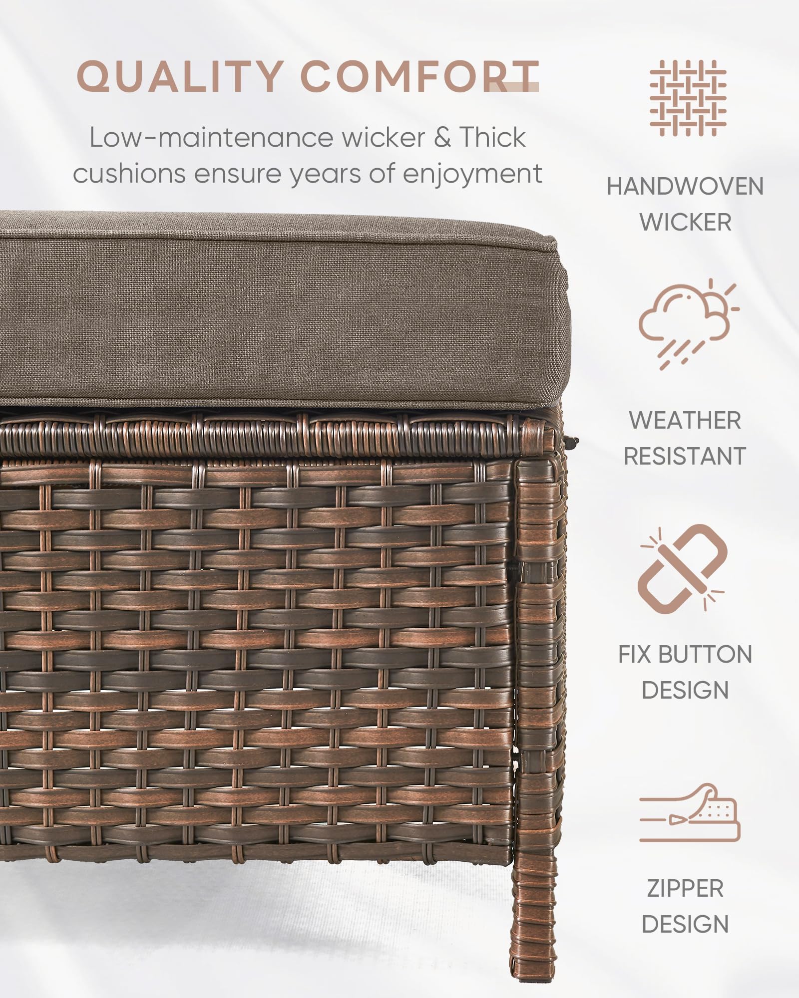 Outdoor Wicker Patio Ottoman Set (2-Piece)
