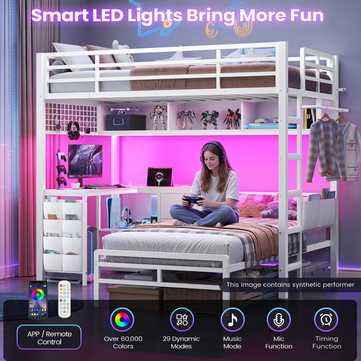 Twin Over Twin Bunk Bed with Desk