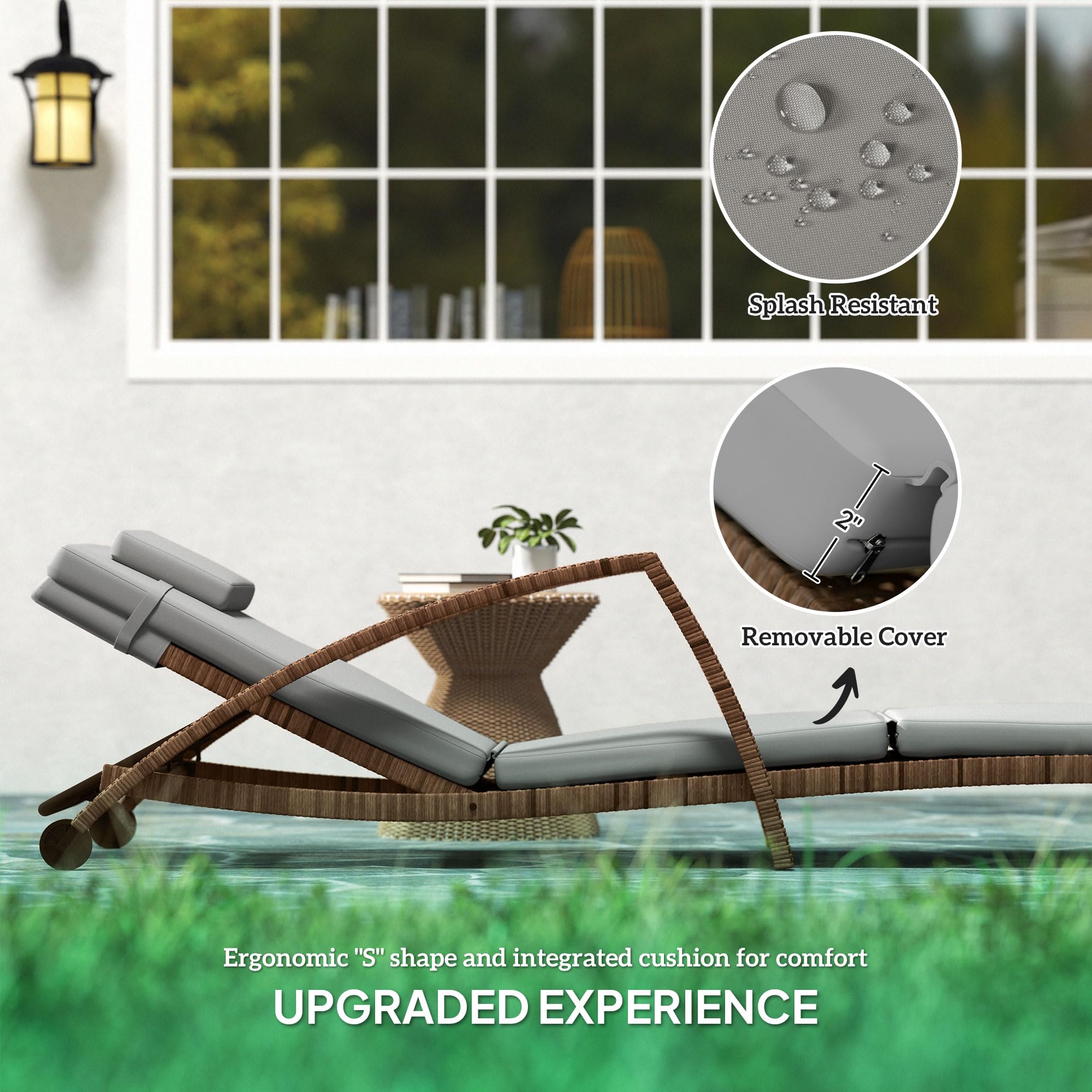 Outdoor Reclining Chaise Lounge Chair Set of 2
