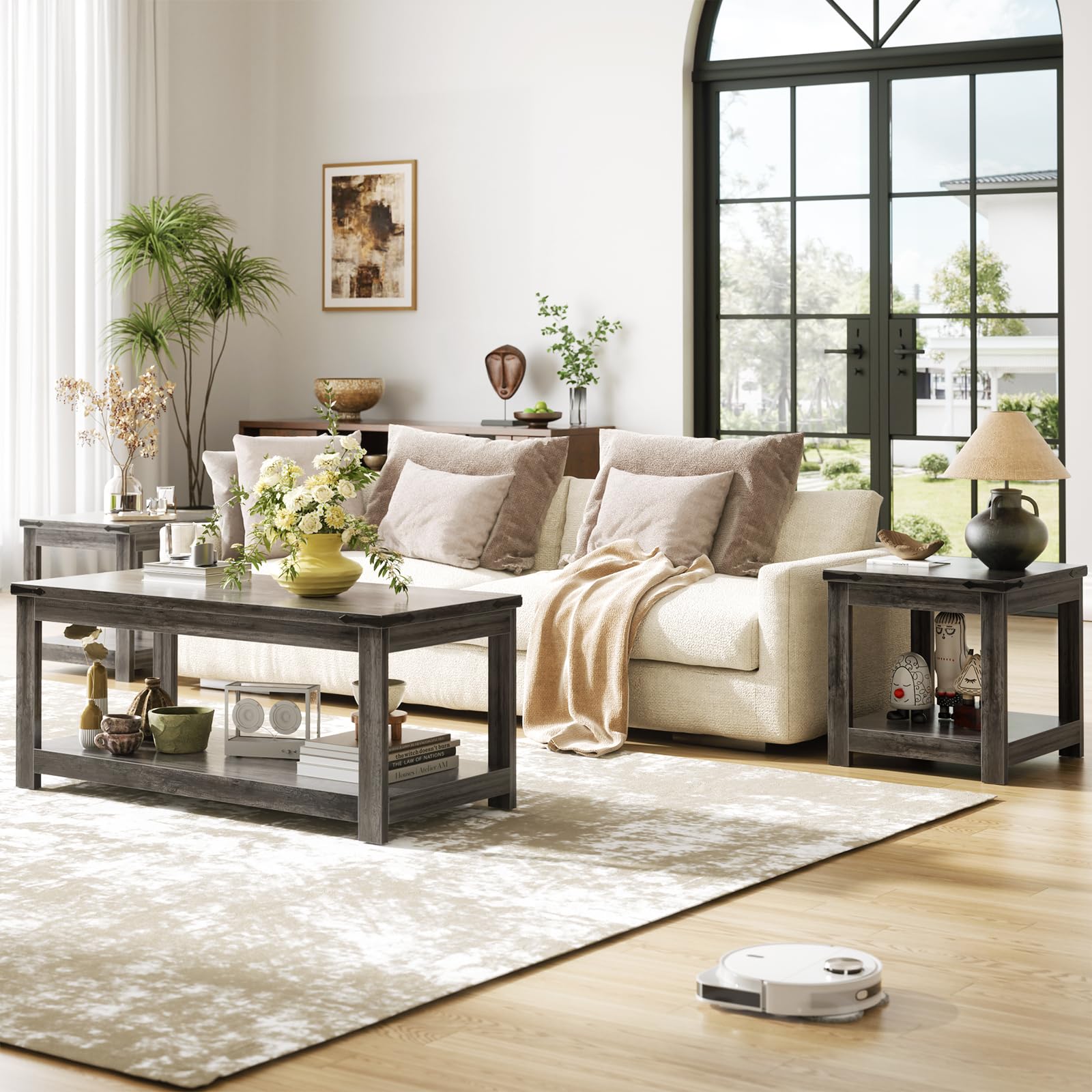 Square End Table with Storage Shelf