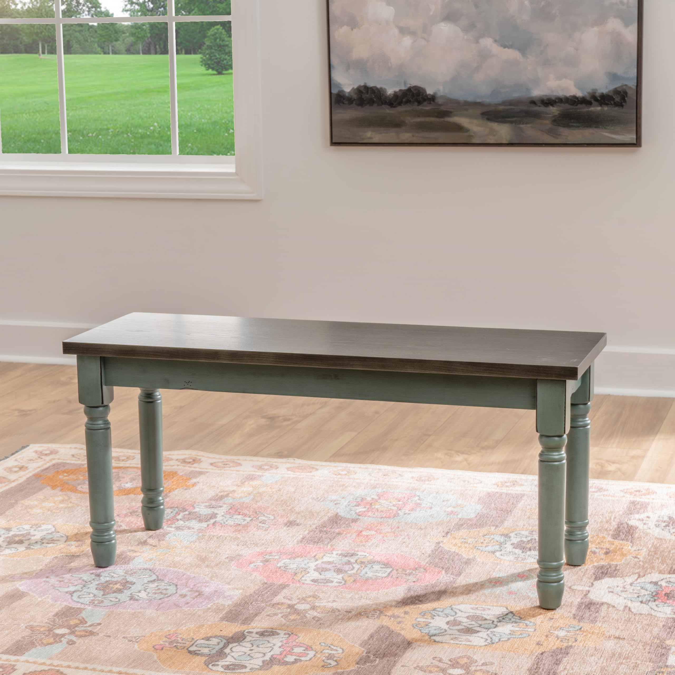 Distressed Blue Dining Bench