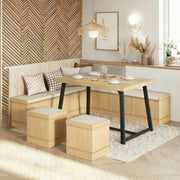 L-Shaped Corner Dining Table Set with Bench & Storage