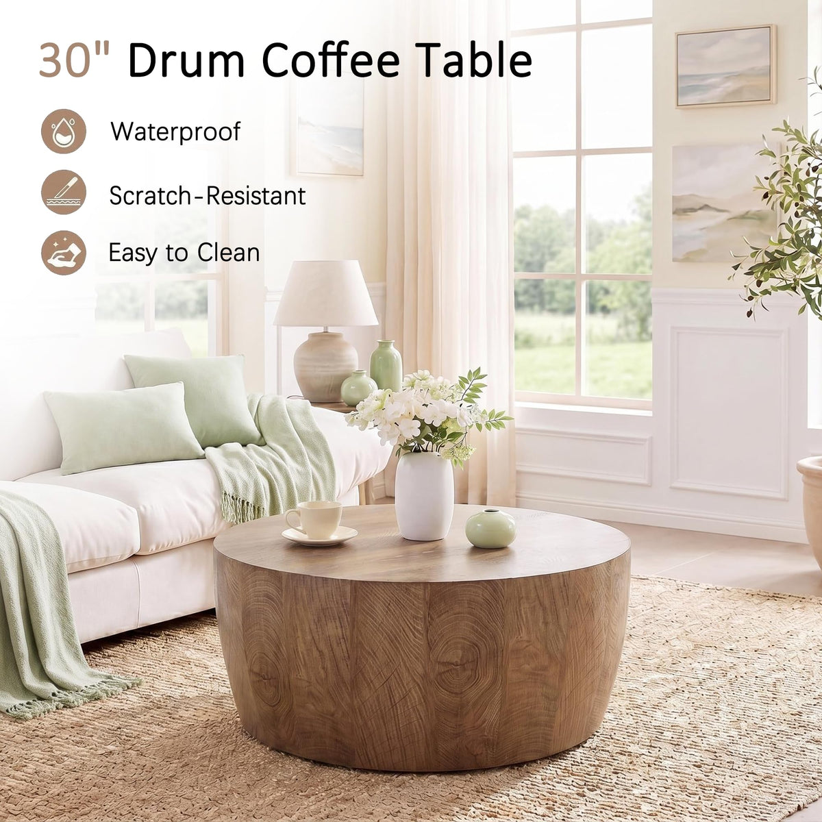 Round Reversible Drum Coffee Table