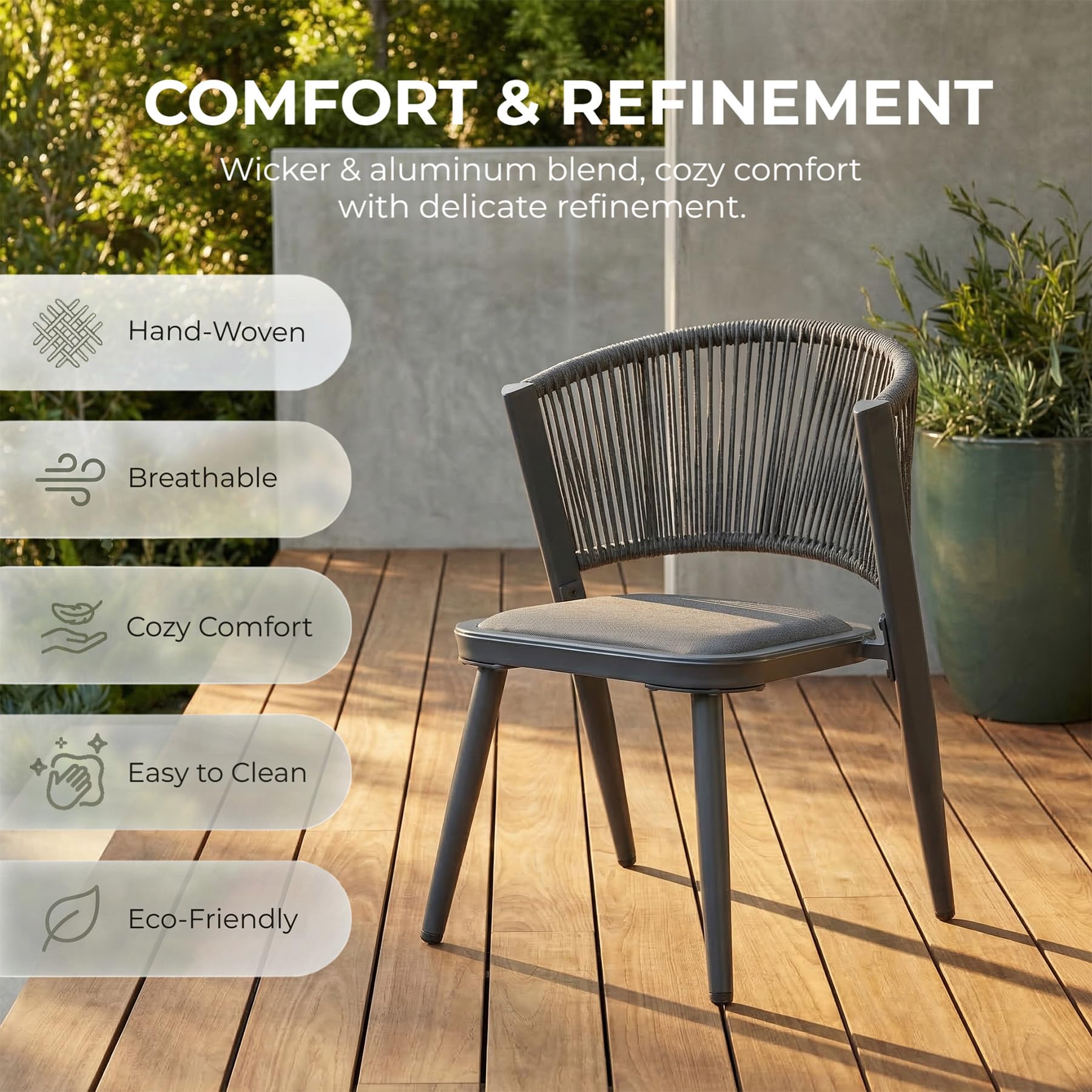 AXMOLM 5 Pieces Patio Dining Set Outdoor Table and Chairs,Woven Rattan Wicker Chair Outdoor Dining Set for 4, All Weather Aluminum Frame Oudoor Funiture Set for Backyard Porch and Deck