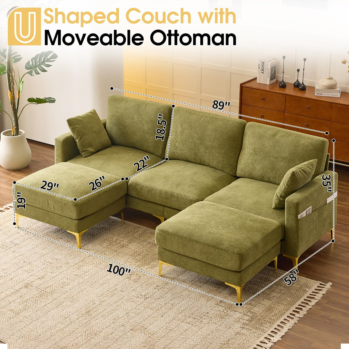Chenille U-Shaped Sectional Sofa
