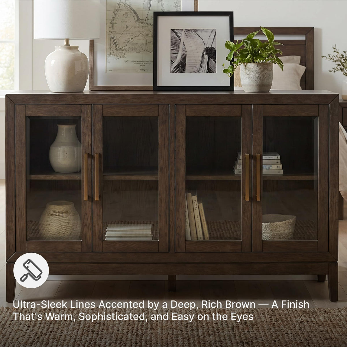 Signature Design by Ashley Burkhaus 1-Piece Buffet Cabinet, Dark Brown