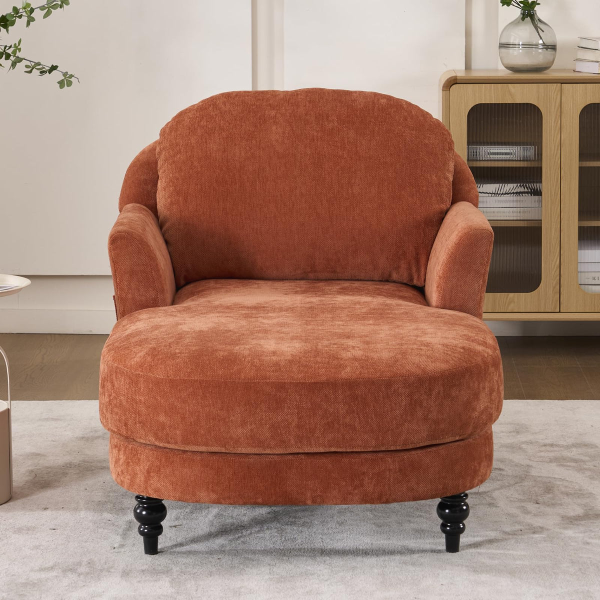 Orange Chenille Chaise Lounge