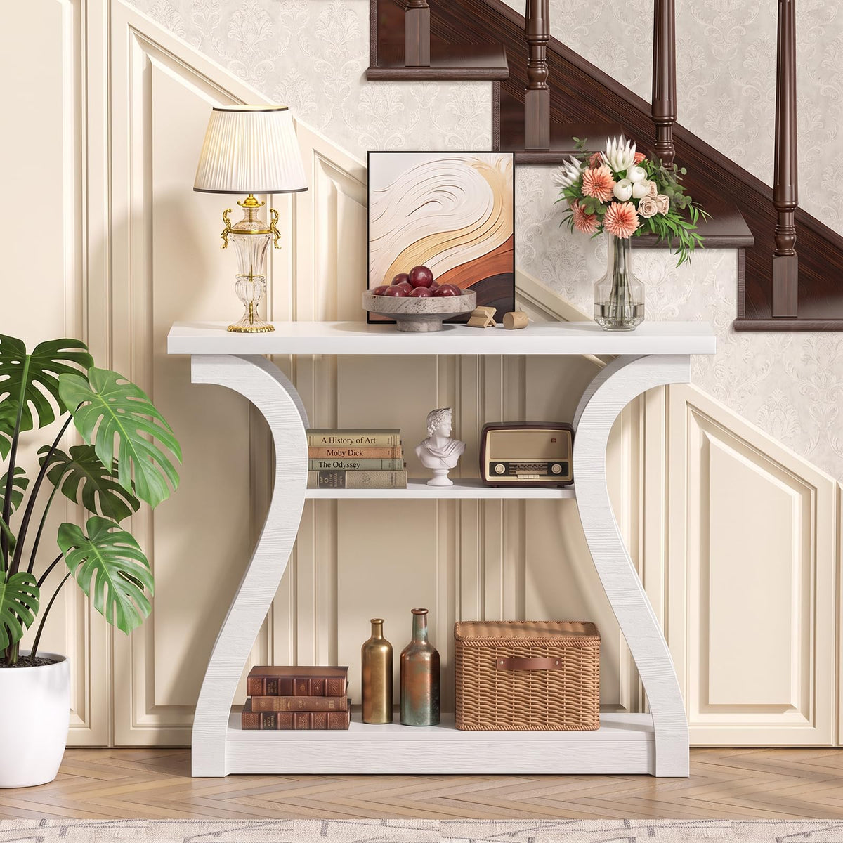 UODERS 47" Narrow Console Table, Entry Table with Curved Legs, Sofa Table