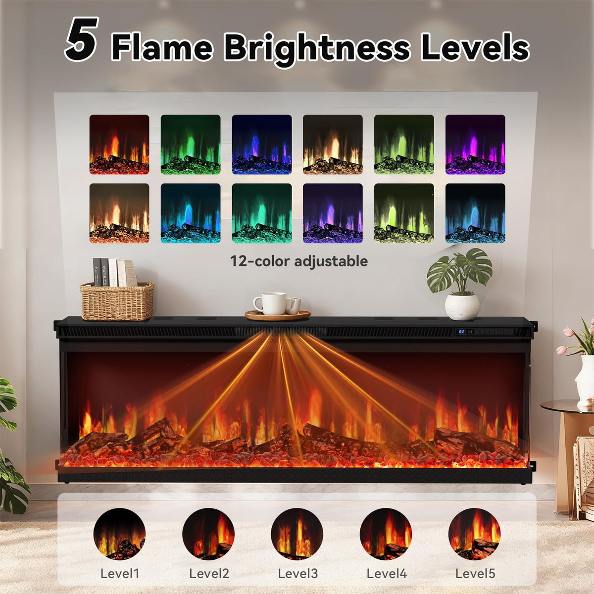 3-Sided Smart Electric Fireplace