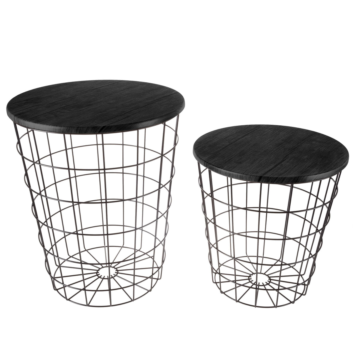 Lavish Home Round End Tables - Nesting Tables Set of 2, Black