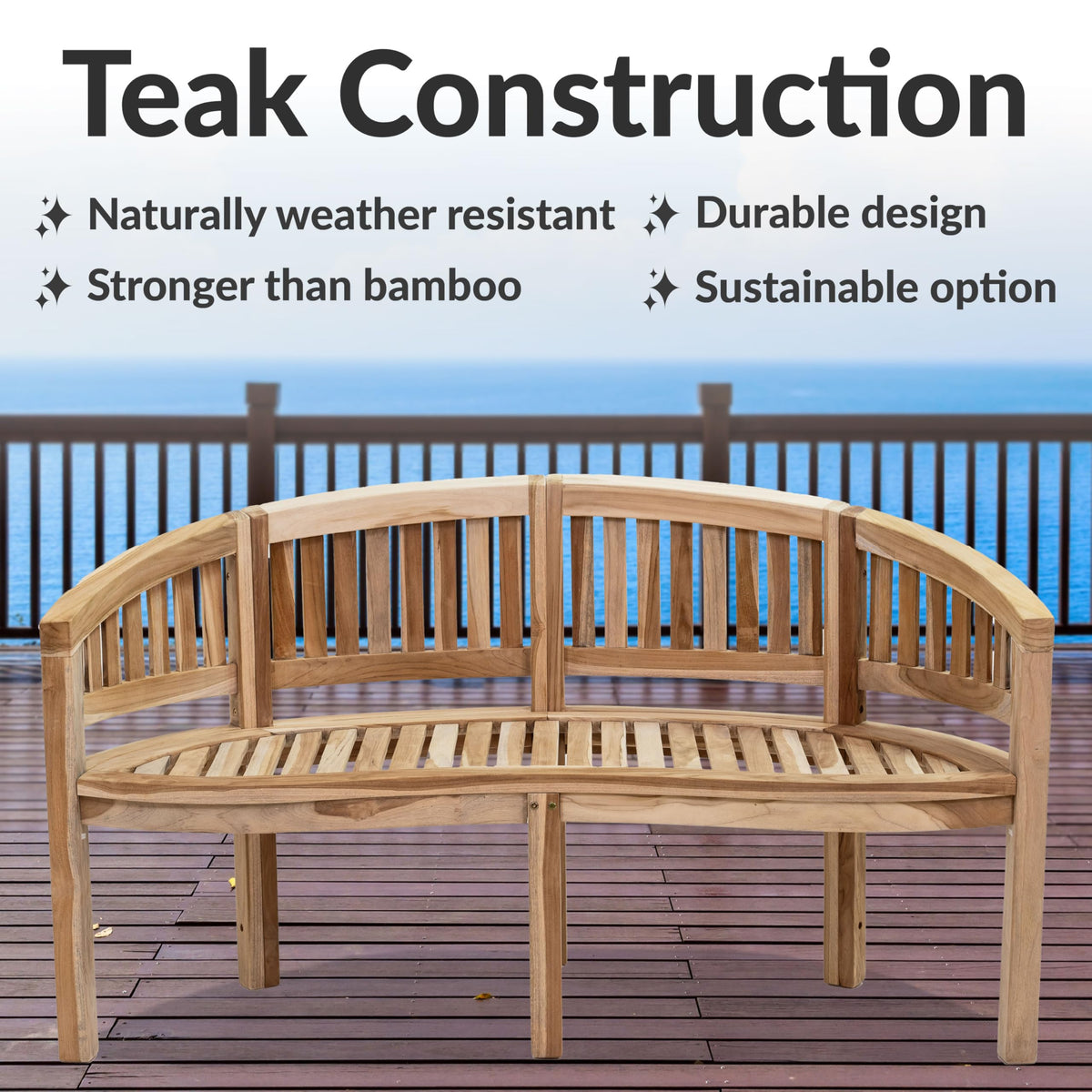 Curved Teak Outdoor Bench