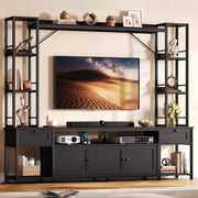 IRONCK Entertainment Center, TV Stand for TVs 65 inch with Storage and Power Outlet, Media TV Console with 2 Wood Drawers and 2 Cabinets, TV Stands for Living Room, Black