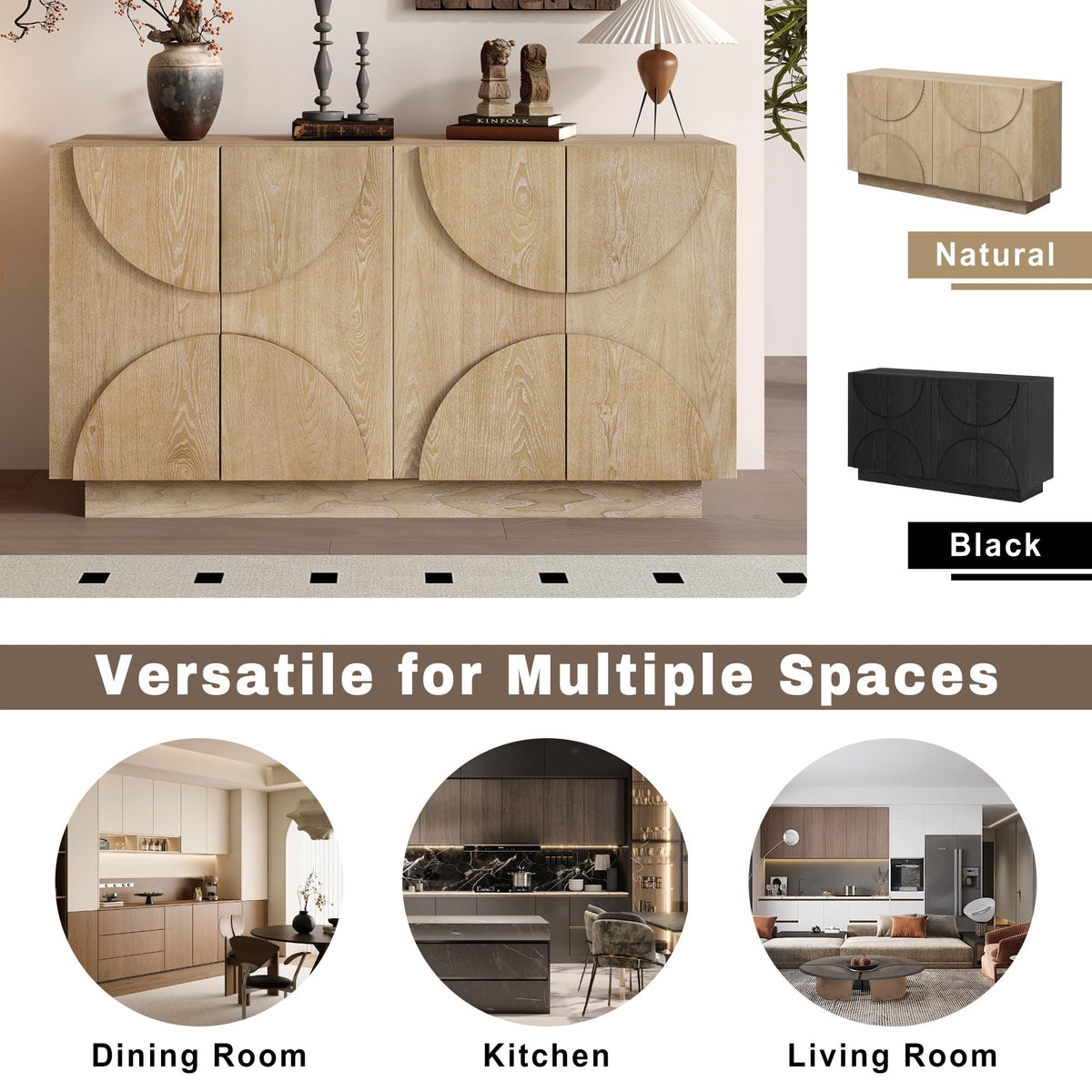 4-Door Wood Veneer Sideboard