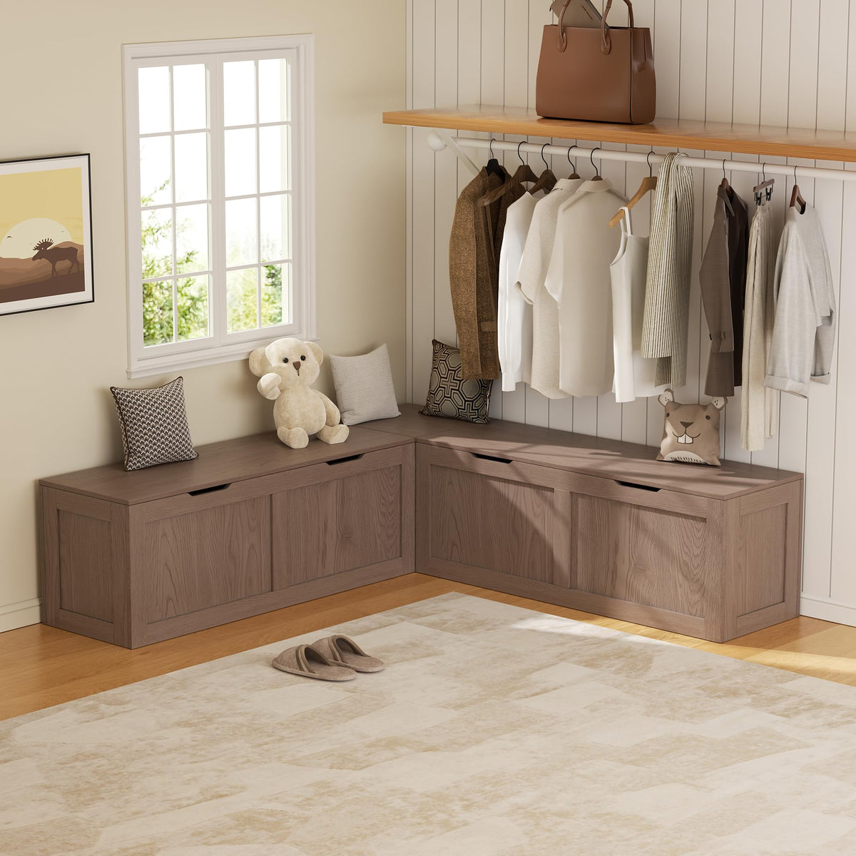 L-Shaped Storage Bench