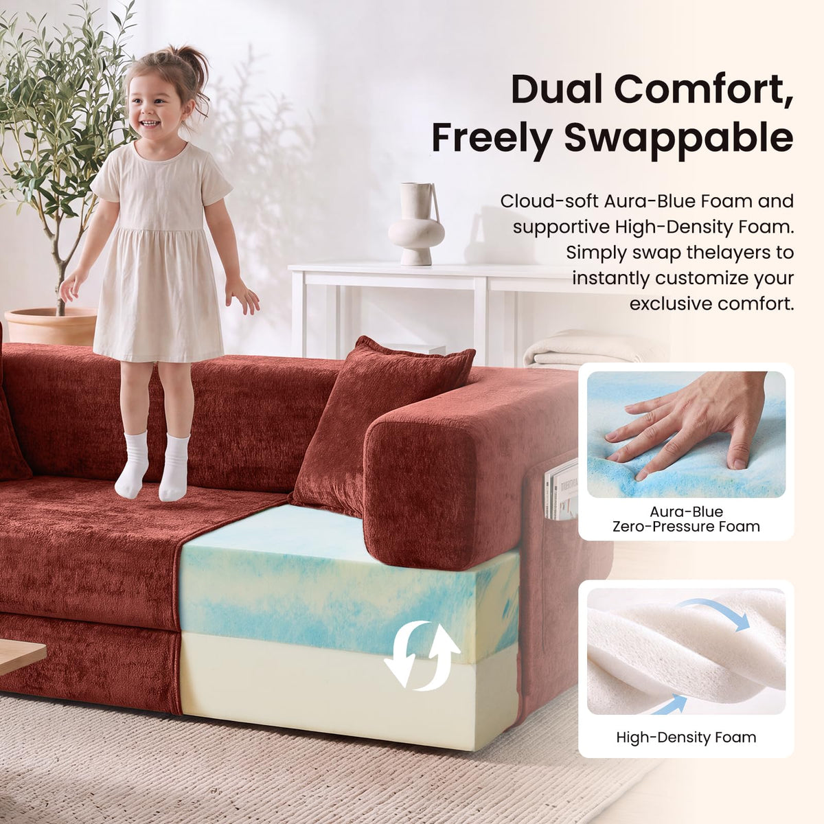 SOULYIZY 79" Convertible Sofa Bed,5‑in‑1 Boneless Couch for Living Room