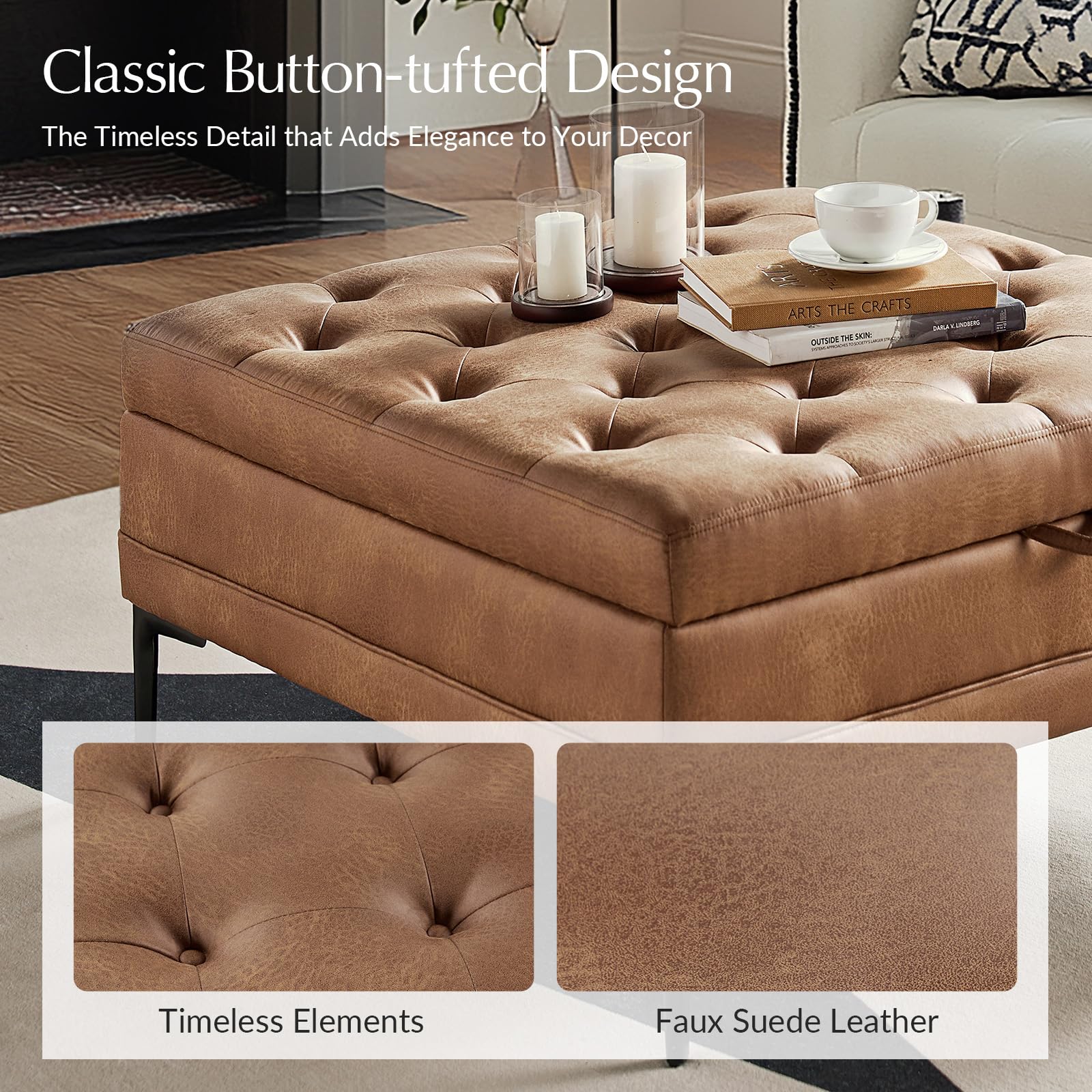 Square Storage Ottoman Coffee Table with Lift Top