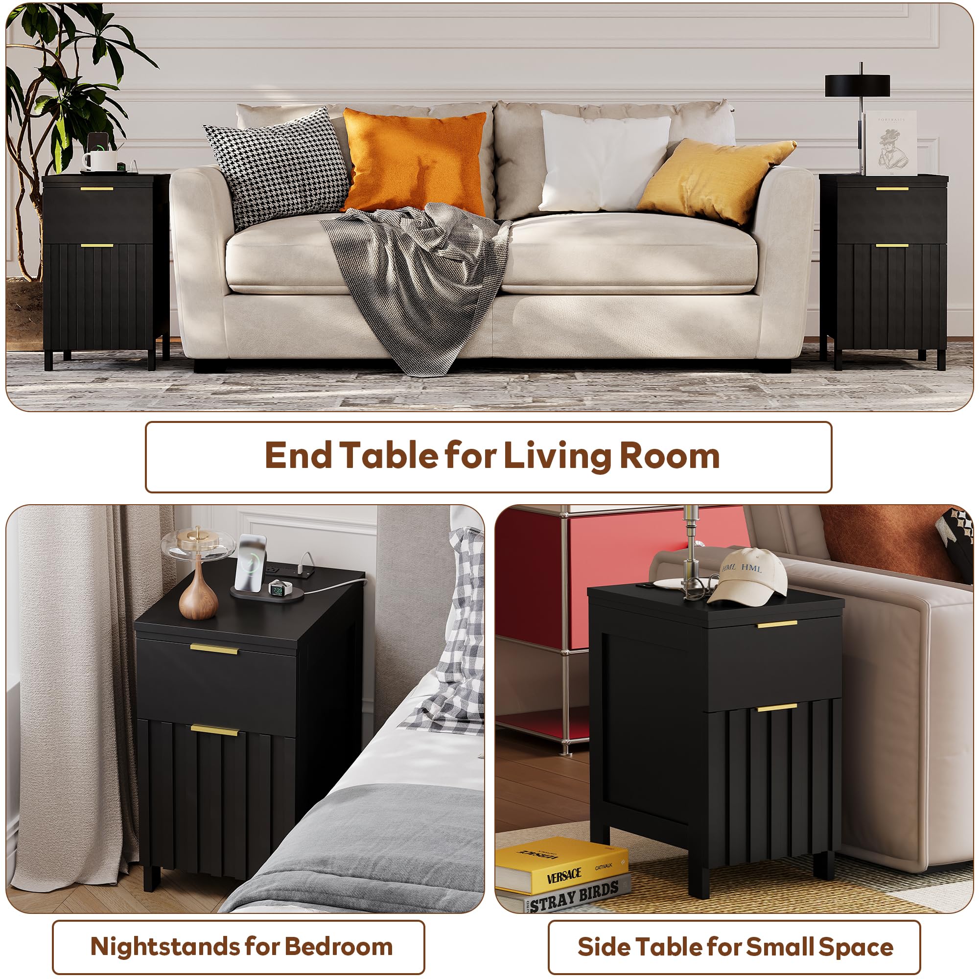Fluted 3-Piece Bedroom Set – Dresser & 2 Nightstands