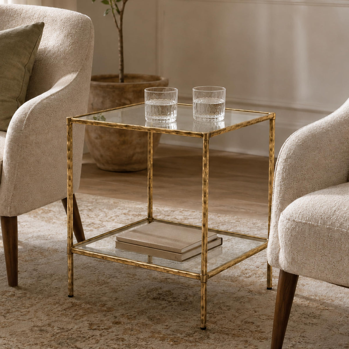 Gold Glass Side Table